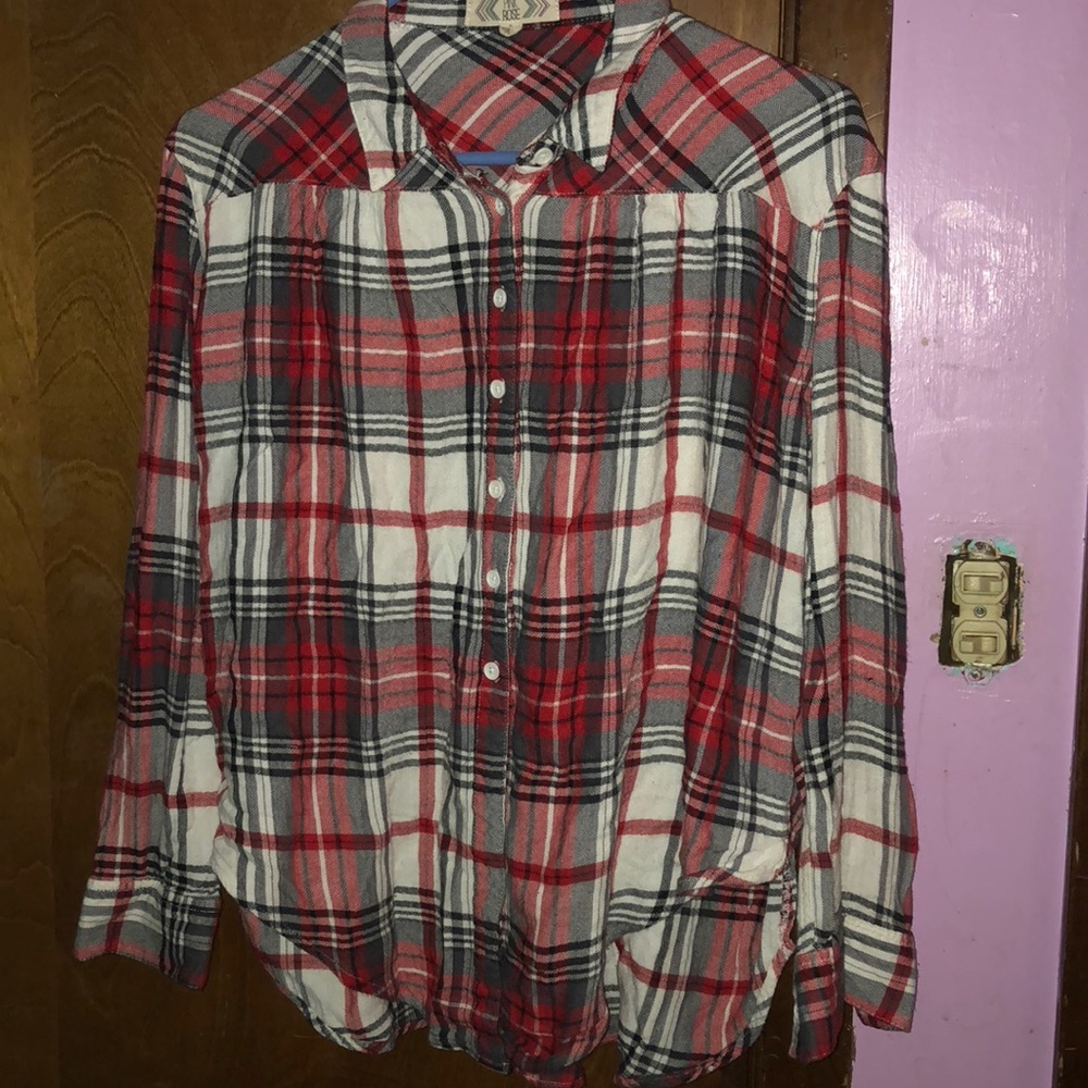 Pink Rose Plaid Button Down shirt
